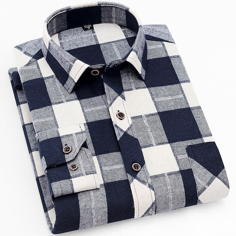 Men's white classic checked shirt