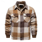 Men's black rugged check shirt jacket